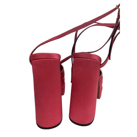 ASOS Diagram women's size 10 Pink Satin Platform Block Ankle Strap Heel Sandals - Picture 4 of 7